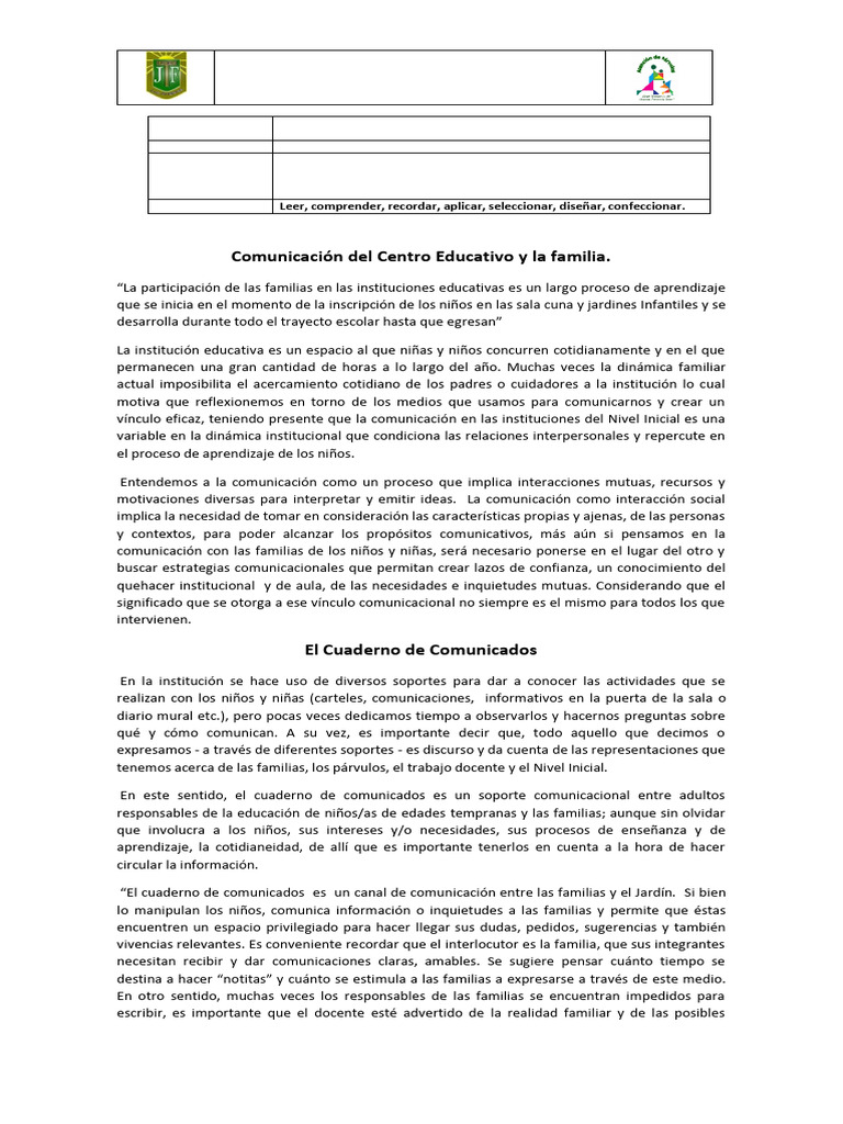 Relaciocc81n Con La Familia Guia | PDF | Educación de la primera ...