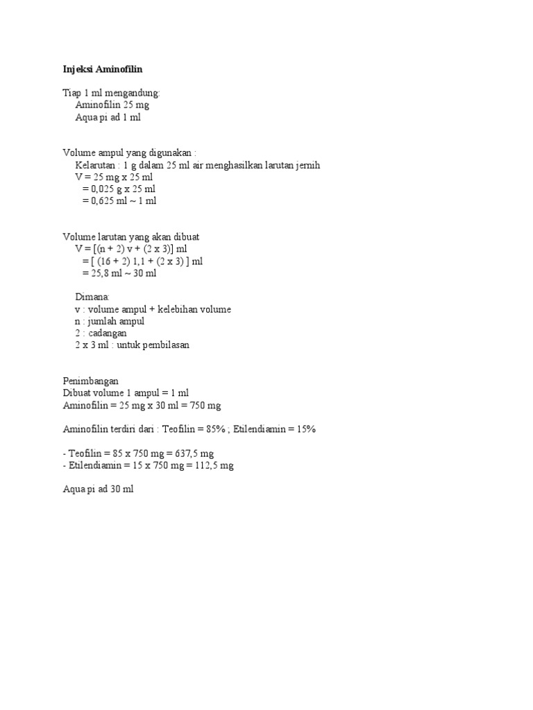 Injeksi Aminofilin | PDF | Chronic Obstructive Pulmonary Disease | Dose ...