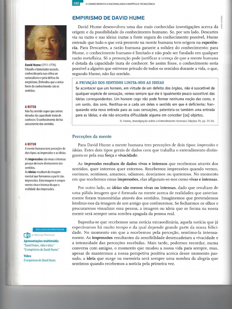 Empirismo de David Hume | PDF | David Hume | Ideia