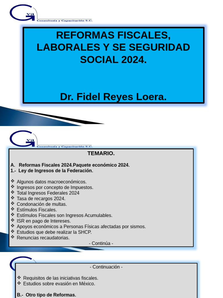 Reformas Fiscales y Laborales 2024 | PDF | Impuesto sobre la renta ...