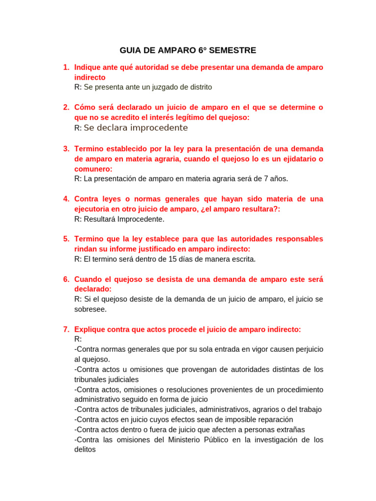 Guía Completa de Amparo Indirecto | PDF | Demanda judicial | Caso de ley