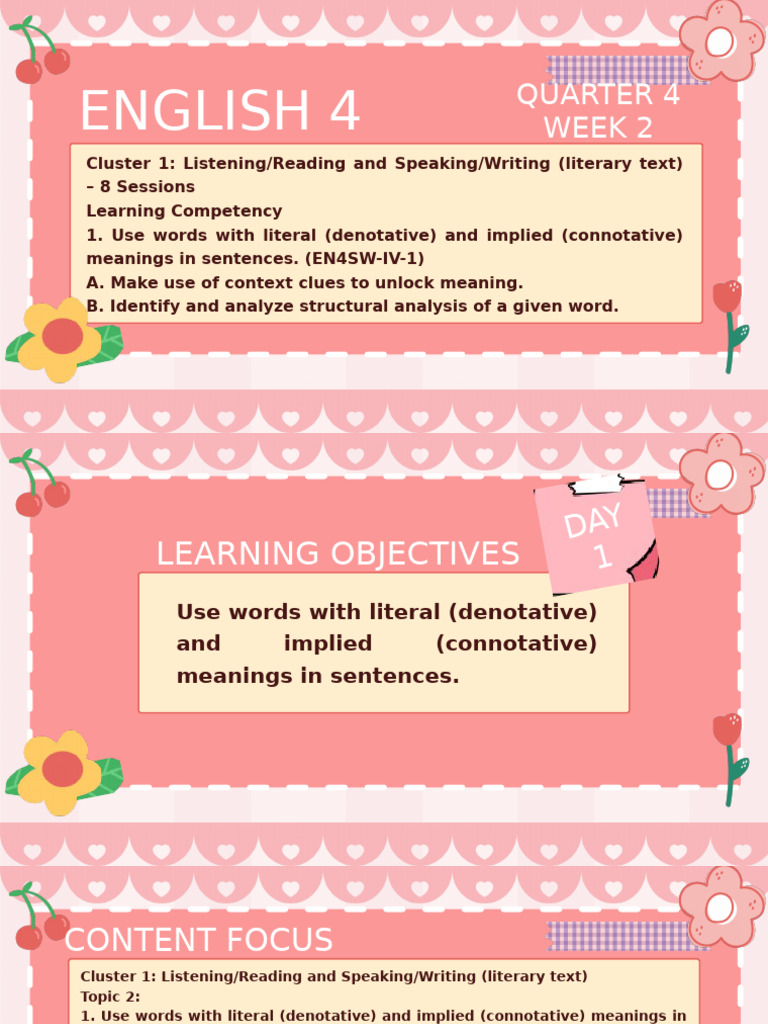 English 4 Week 2 Quarter 4 | PDF | Word | Adjective