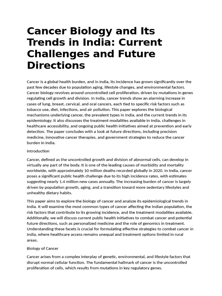 Cancer Biology and Its Trends in India | PDF | Cancer | Radiation Therapy