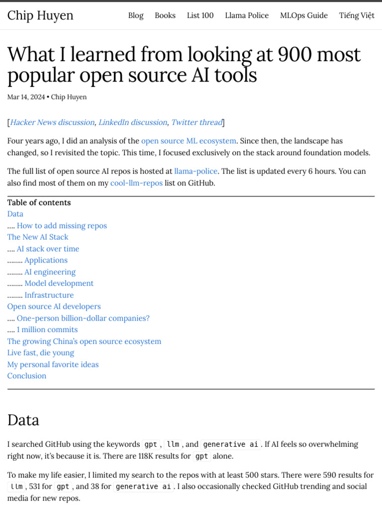 What I Learned From Looking at 900 Most Popular Open Source AI Tools ...