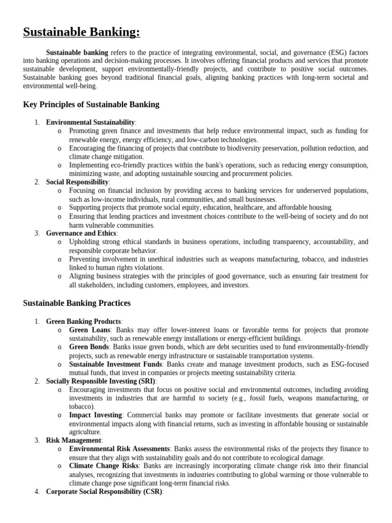 Understanding Sustainable Banking Practices | PDF | Sustainability ...