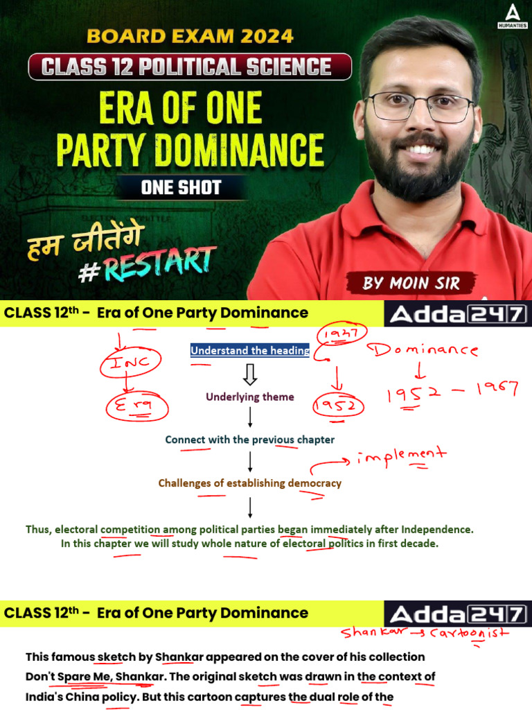 Class 12 Political Science Chapter 2 Era of One Party Dominance | PDF ...