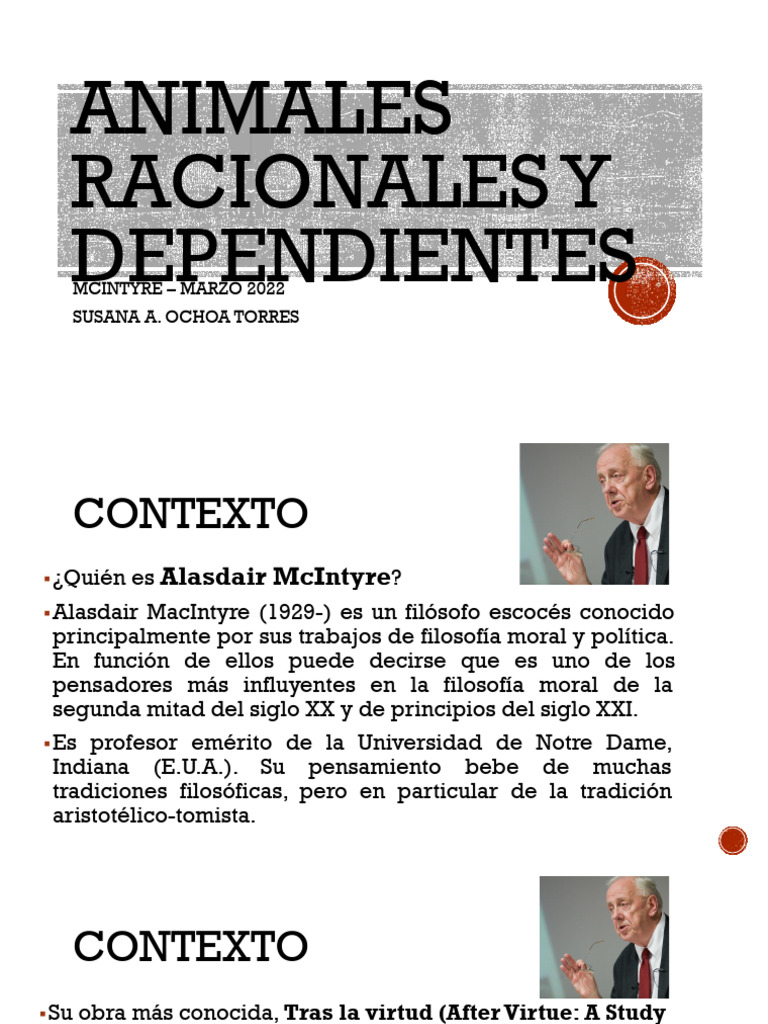 McIntyre Animales Racionales y Dependientes Bien Común | PDF ...