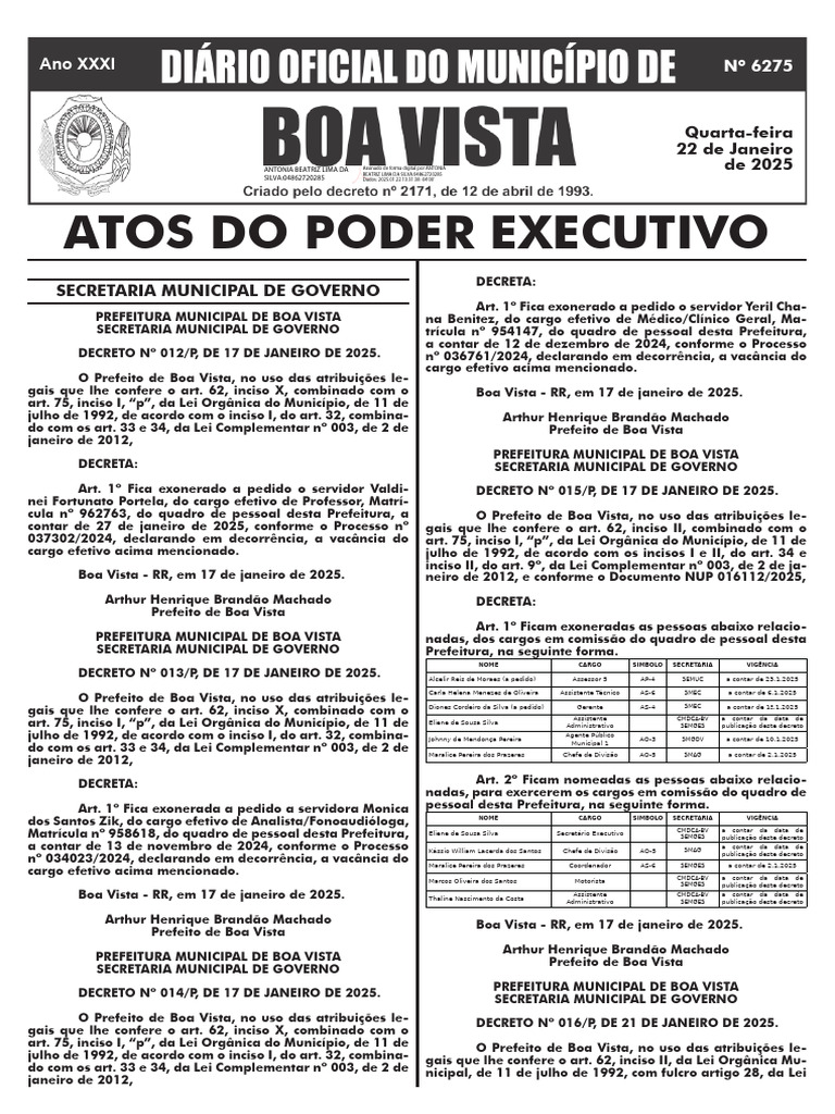 Atos Do Poder Executivo: Ano Xxxi | PDF | Gestão de recursos humanos ...
