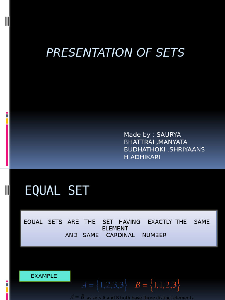 Understanding Equal and Equivalent Sets | PDF