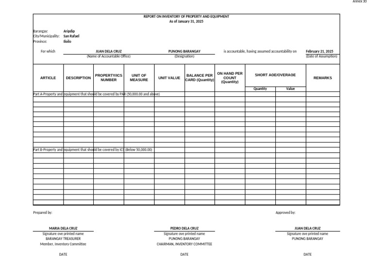 Barangay Property Inventory Report 2025 | PDF