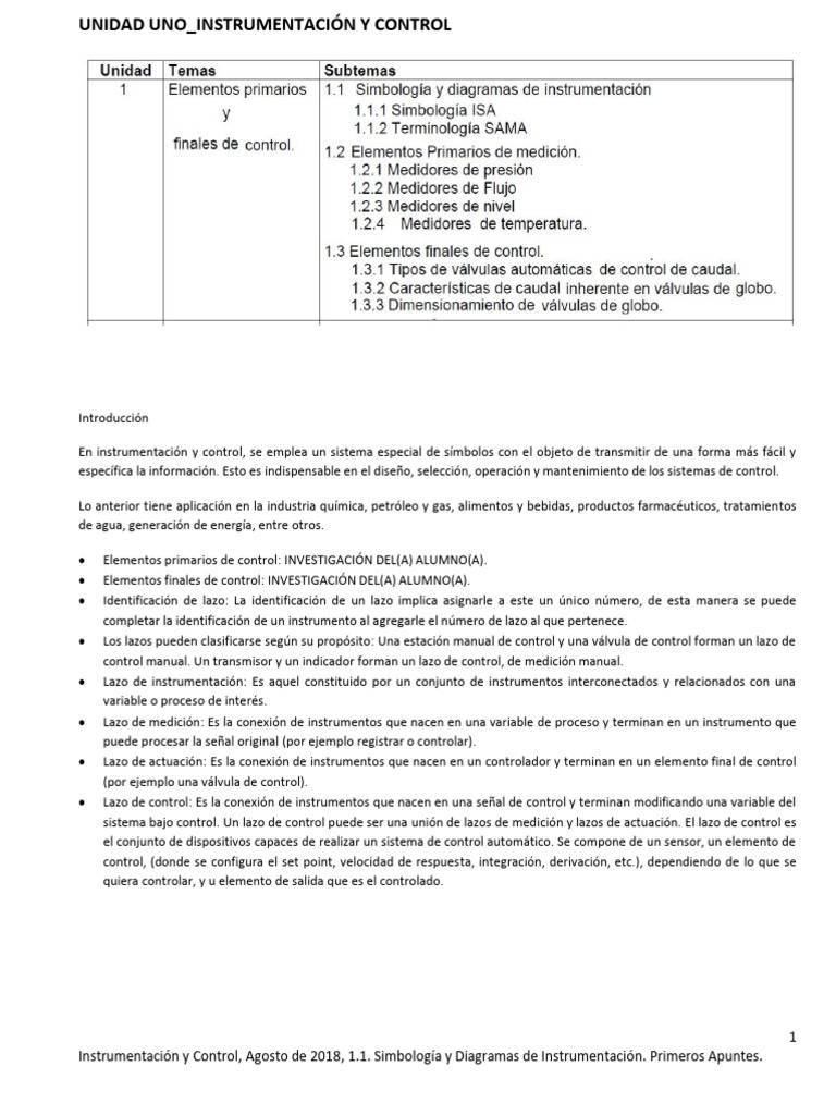 1-1-Simbología y Diagrmas de Instrumentación - Primeros Apuntes | PDF ...