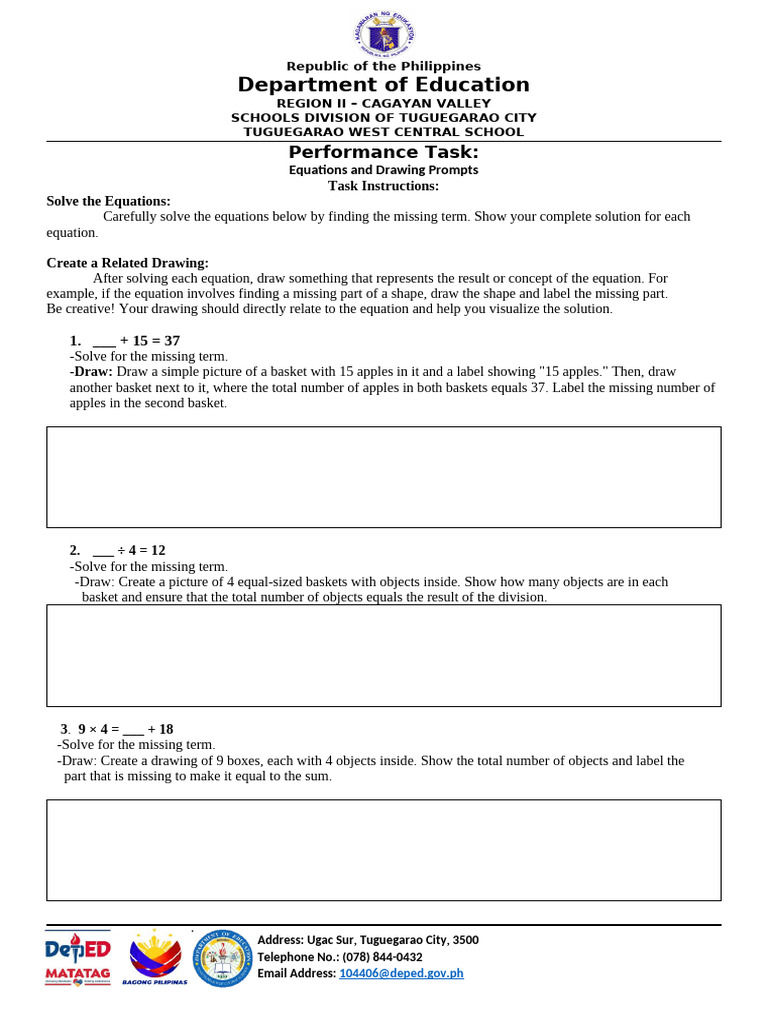 Performance Task in Math 4 TH | PDF