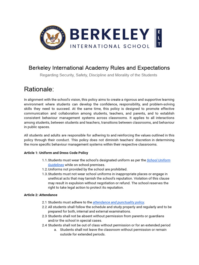 School Rules & Expectations Guide | PDF | Teachers