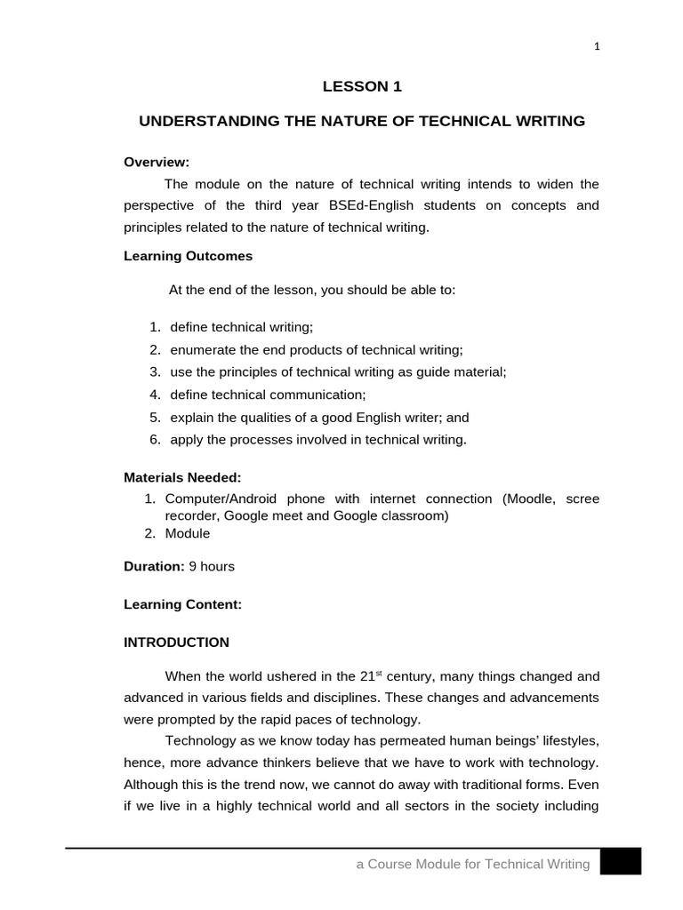 Technical Writing Course Overview | PDF | Experience | Vocational Education