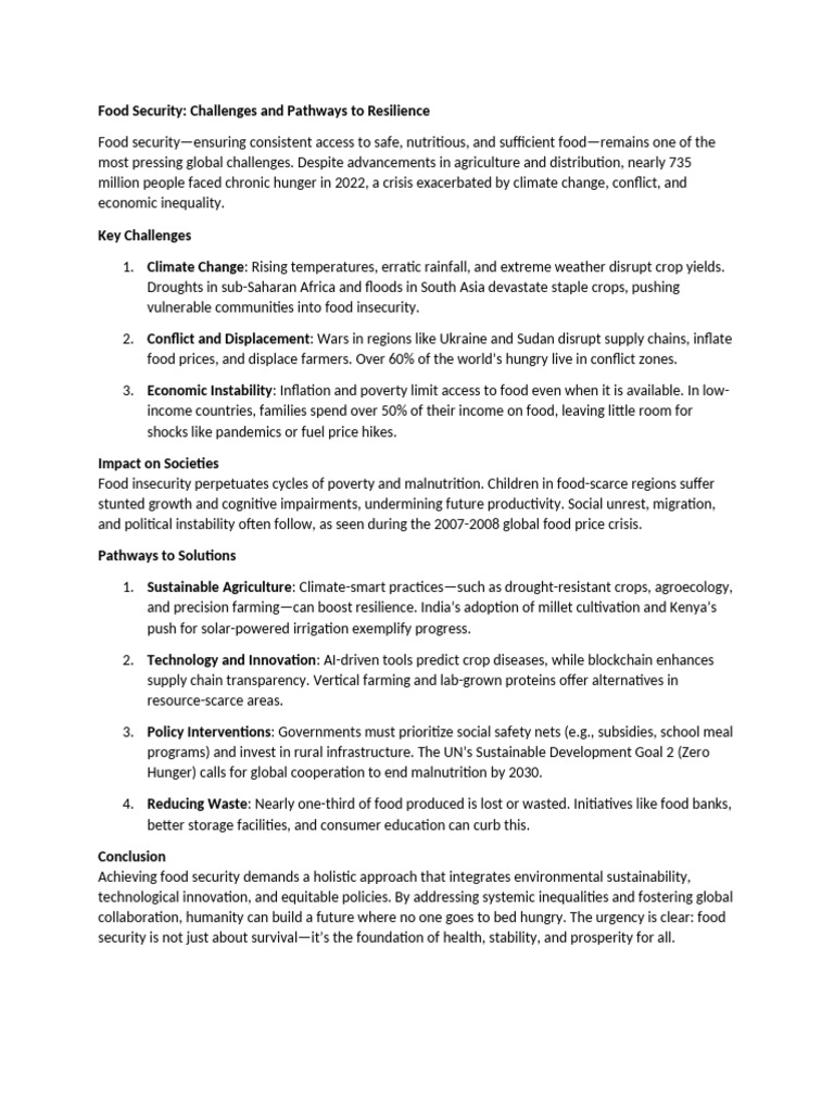 Food Security Pdf Food Security Agriculture