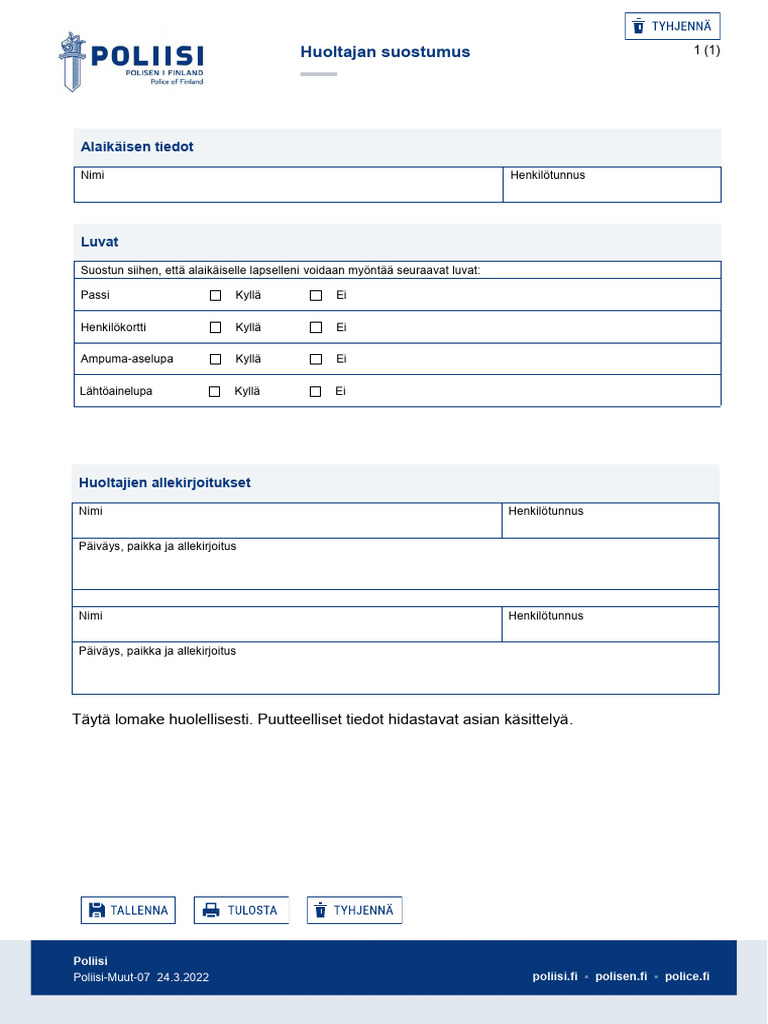 Suomen Police Form | PDF