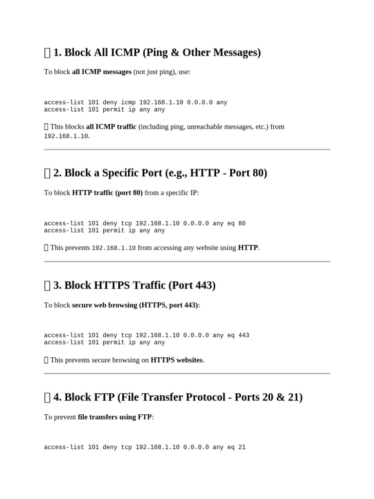 Block Network Traffic with ACLs Guide | PDF | Port (Computer Networking ...