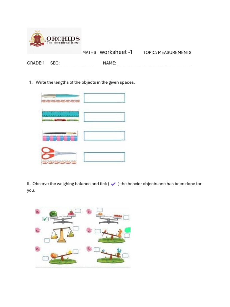 Maths Worksheet Grade 1 | PDF