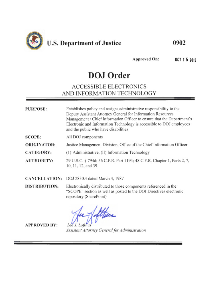 DOJ Accessibility Policy for EIT | PDF | Accessibility | Rehabilitation ...