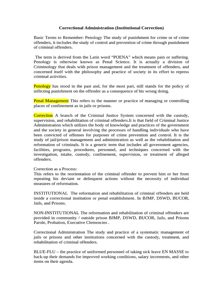 Overview of Correctional Administration Terms | PDF | Prison ...