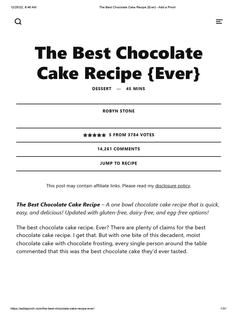 Best Chocolate Cake Recipe Ever | PDF | Cakes | Baking