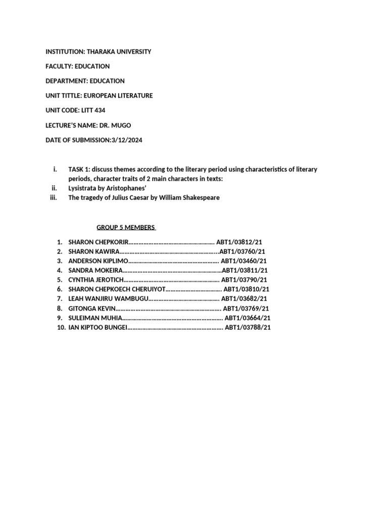 Final Copy Litt 434 | PDF | Julius Caesar | Mark Antony