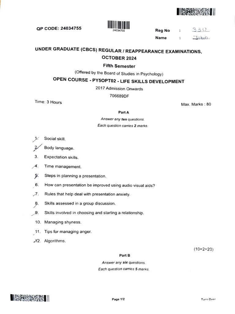 Life Skills Development Exam Guide | PDF | Communication | Psychology