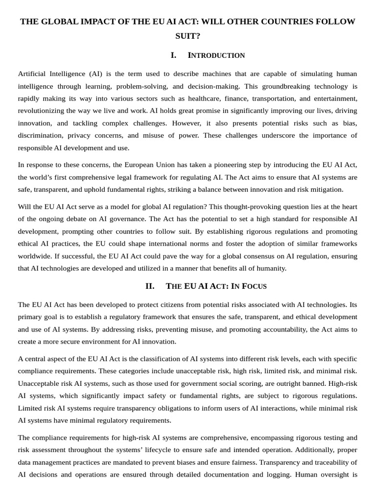 EU AI Act: Global Regulation Impact | PDF | Artificial Intelligence ...