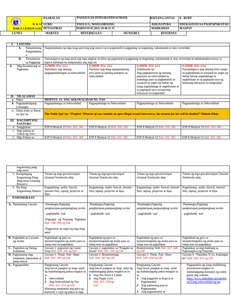 Esp 8 WK 4 | PDF