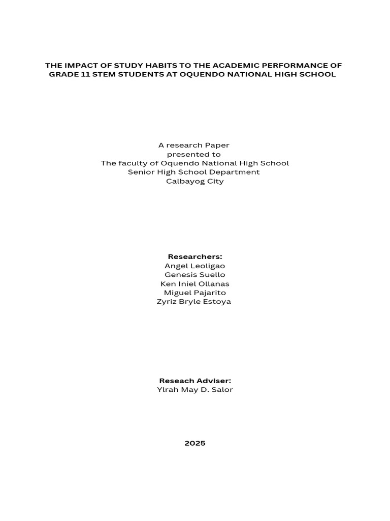 Study Habits Impact on Grade 11 STEM Performance | PDF | Learning ...