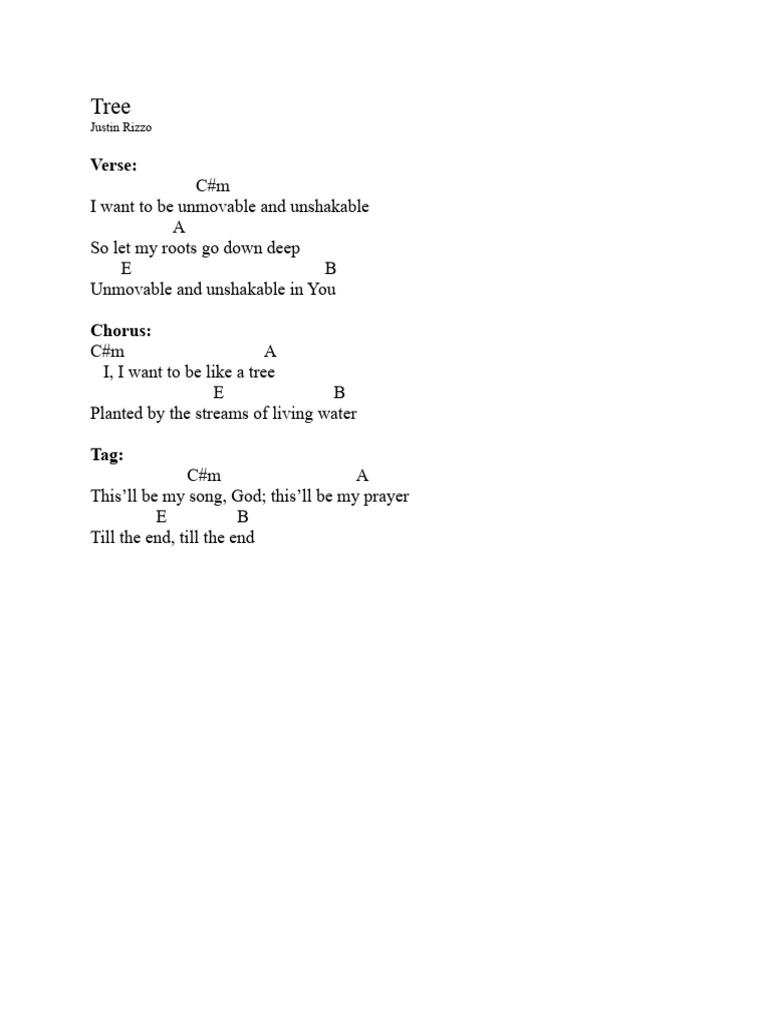 Tree Lyrics by Justin Rizzo | PDF