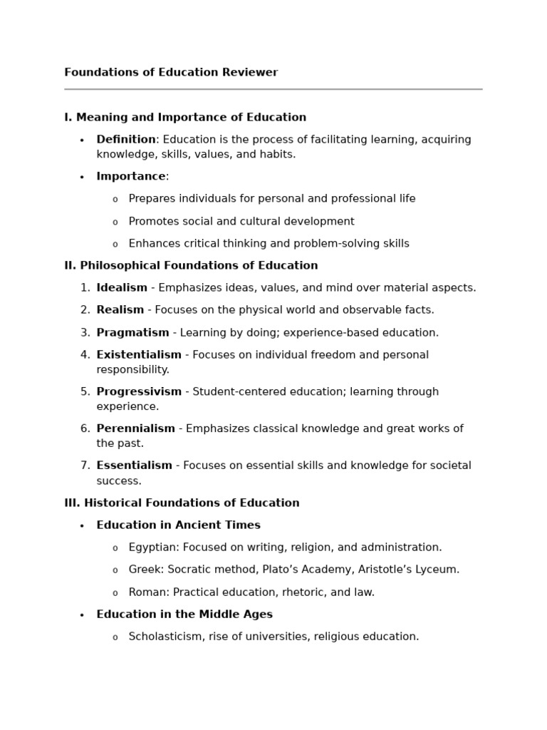 Foundations of Education Overview | PDF | Behavioural Sciences | Cognition
