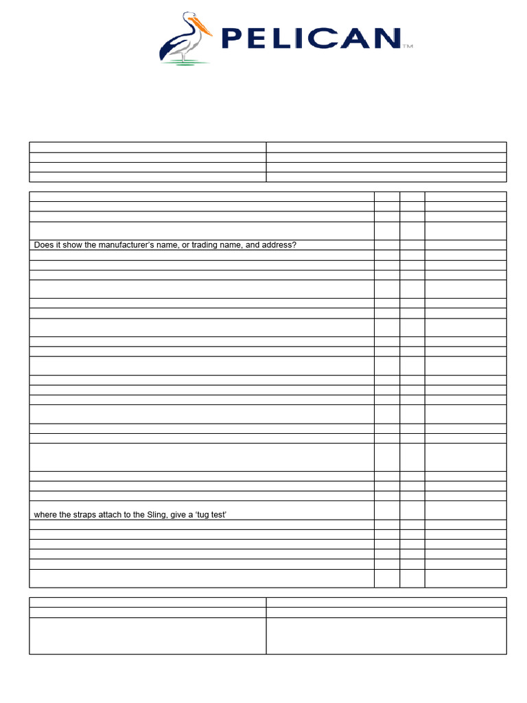 Sling Inspection Checklist Template | PDF