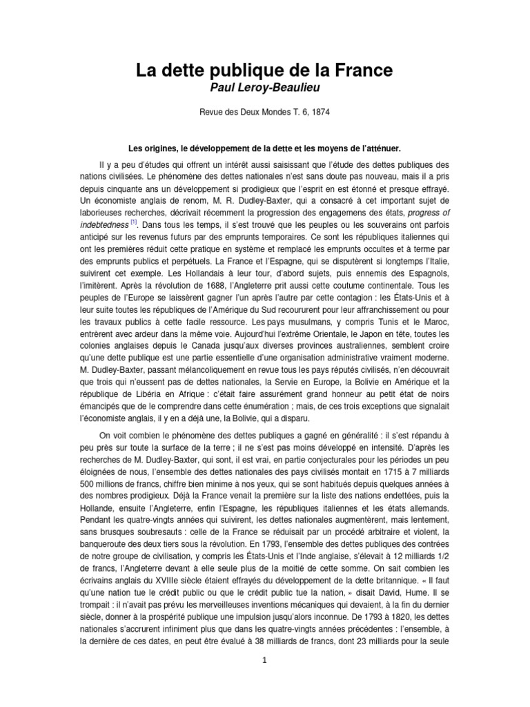 Évolution de la dette publique en France | PDF | Franc français | Impôts