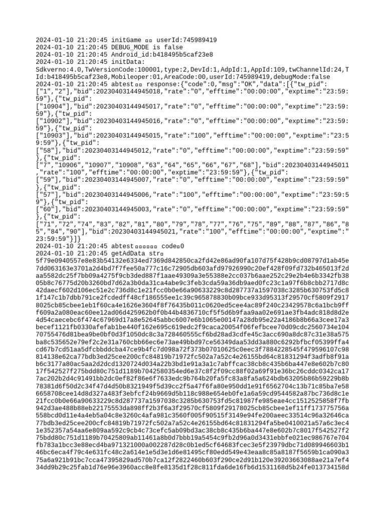 Game Initialization Log Details | PDF | Telephony | Encodings