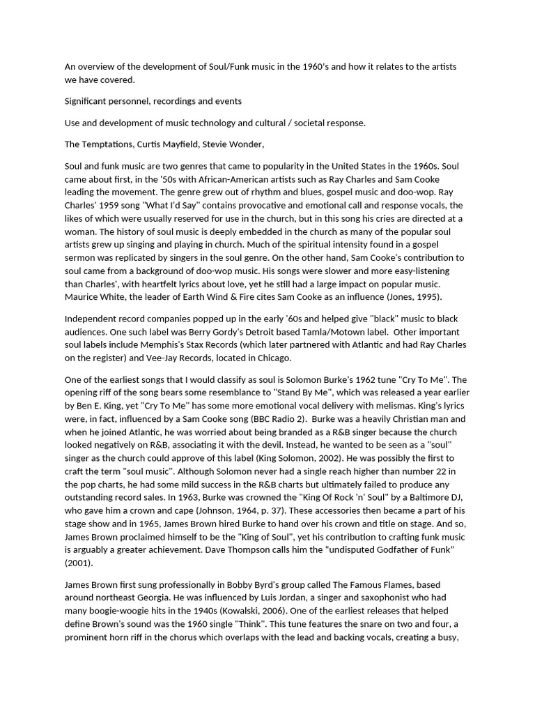 1960s Soul/Funk Music Evolution | PDF | Soul Music | Funk