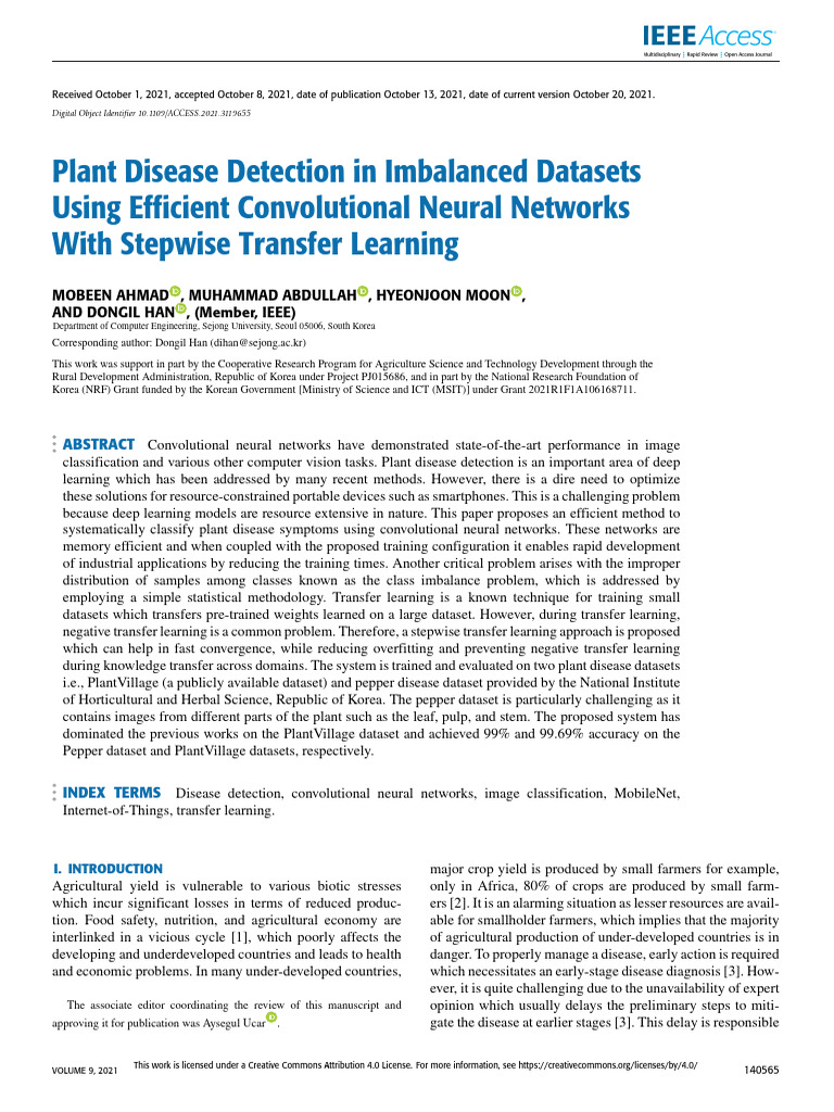 Plant Disease Detection in Imbalanced Datasets Using Efficient ...