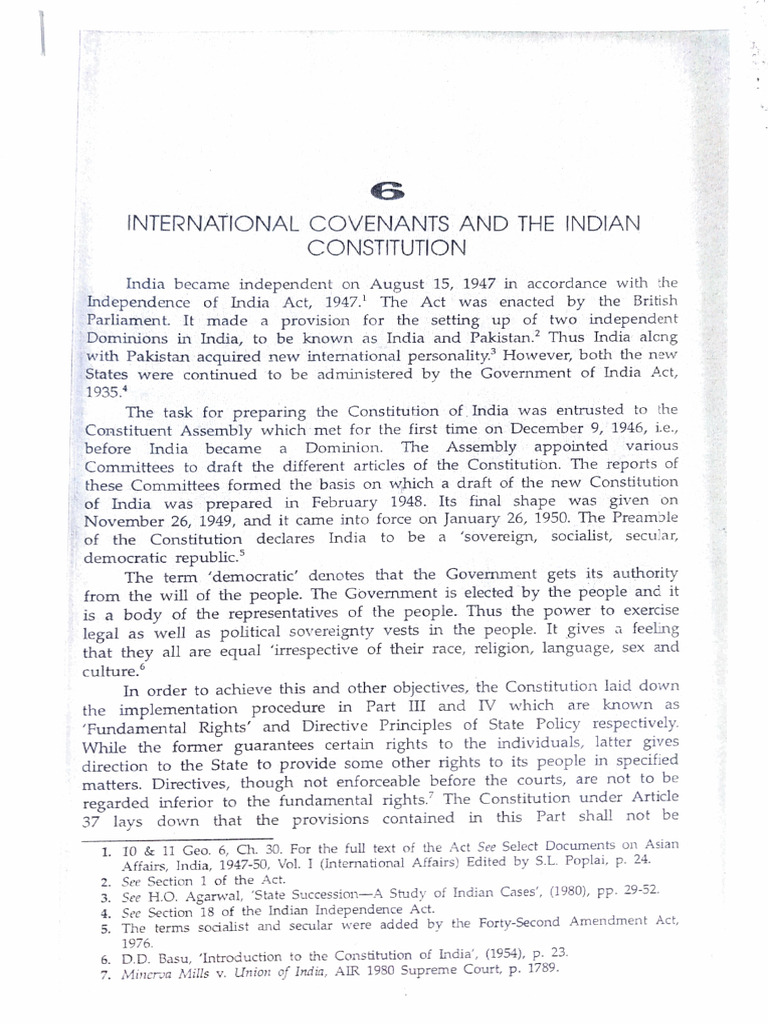 International Convenants and The Indian Constitution | PDF | Treaty ...