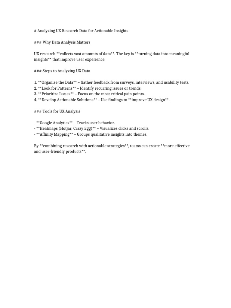 Analyzing UX Research Data For Actionable Insights | PDF