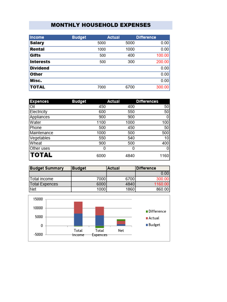 Monthly Income and Expense Summary | PDF