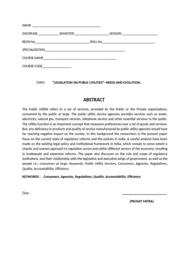 Legislation on Public Utilities in India | PDF
