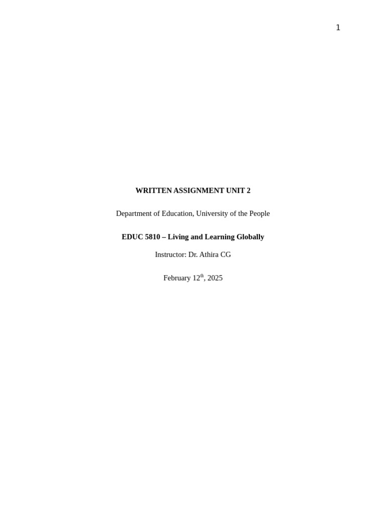 Written Assignment Unit 2 | PDF | Philosophy Of Education | Critical ...