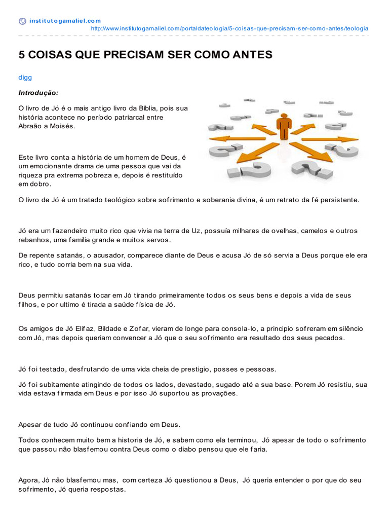 5 Coisas Que Precisam Ser Como Antes | PDF | Azeite | Jesus