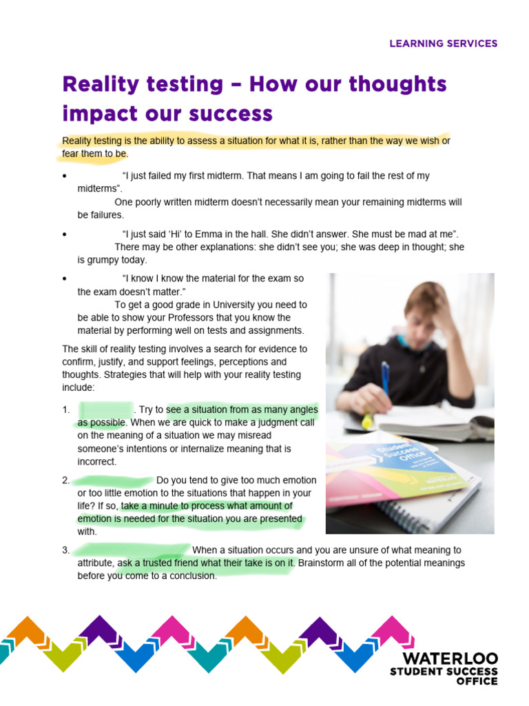 Reality Testing for Success Strategies | PDF | Thought | Mind