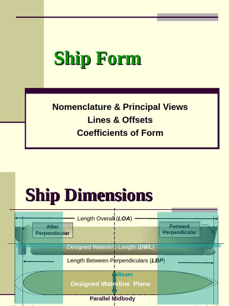 Ship Design: Dimensions & Coefficients | PDF | Shipbuilding | Watercraft