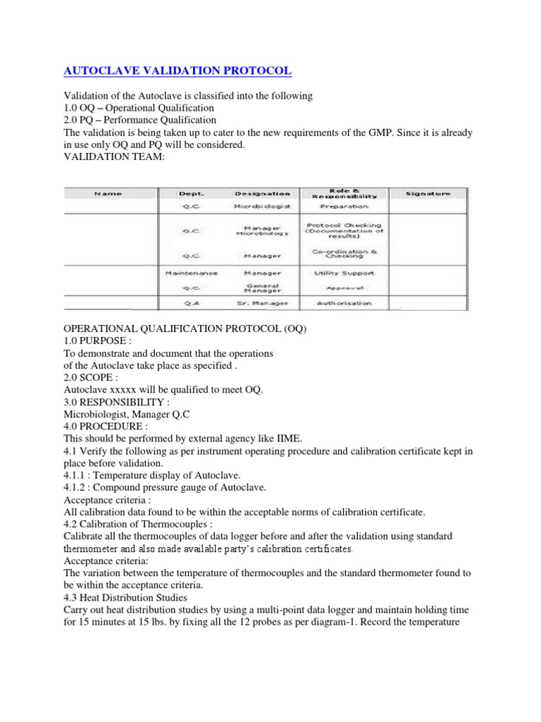 Autoclave Validation Protocol Verification And Validation Calibration