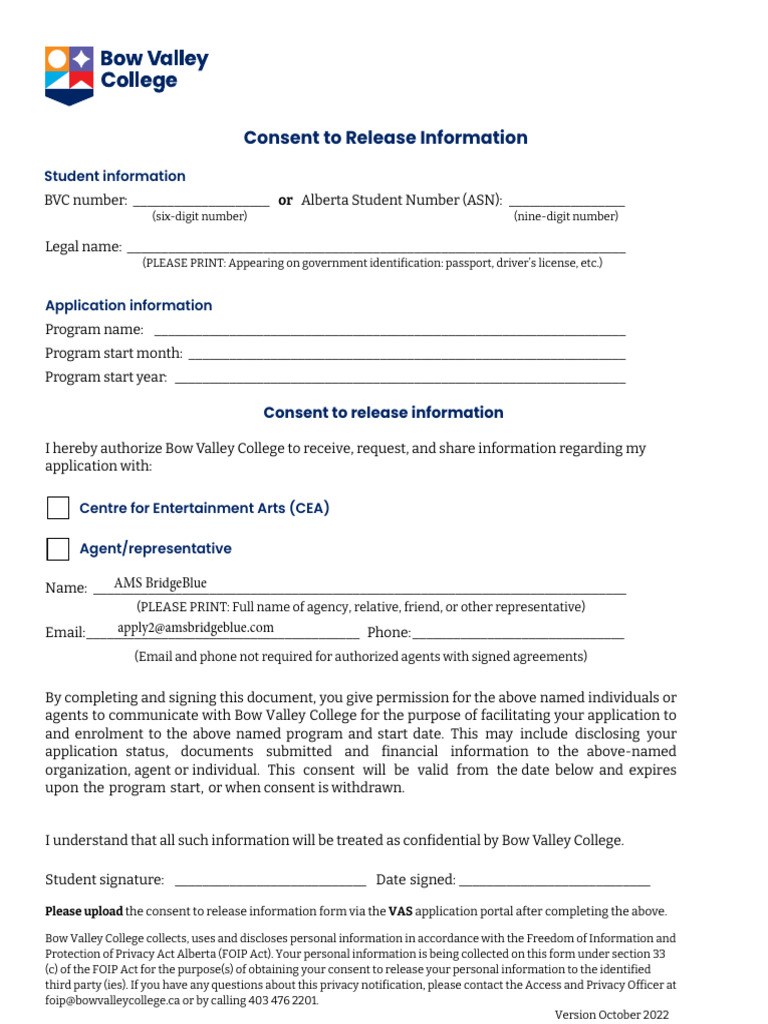 BVC INTL Release info form | PDF | Privacy | Government And Personhood