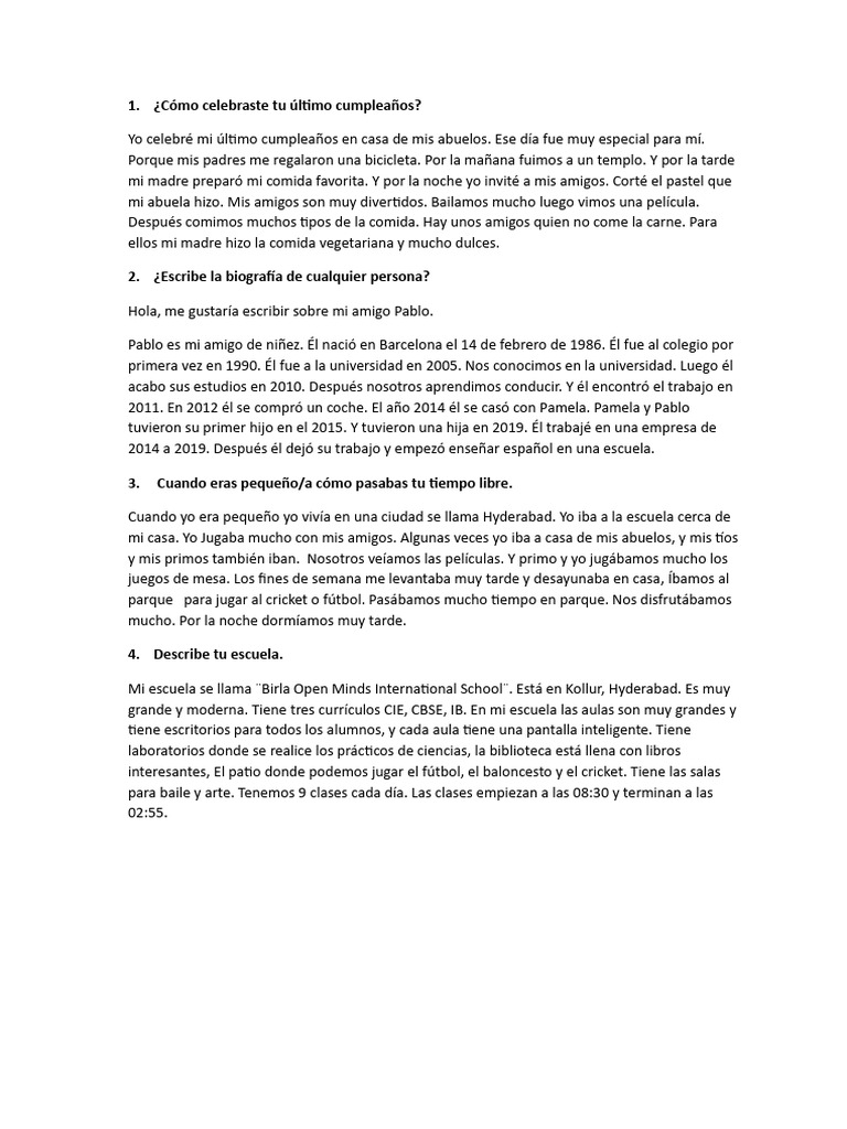 Recuerdos de cumpleaños y escuela | PDF