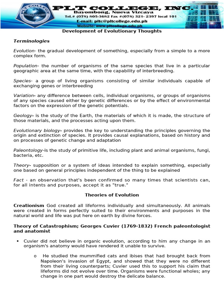 Evolutionary Theories and Concepts | PDF | Evolution | Natural Selection