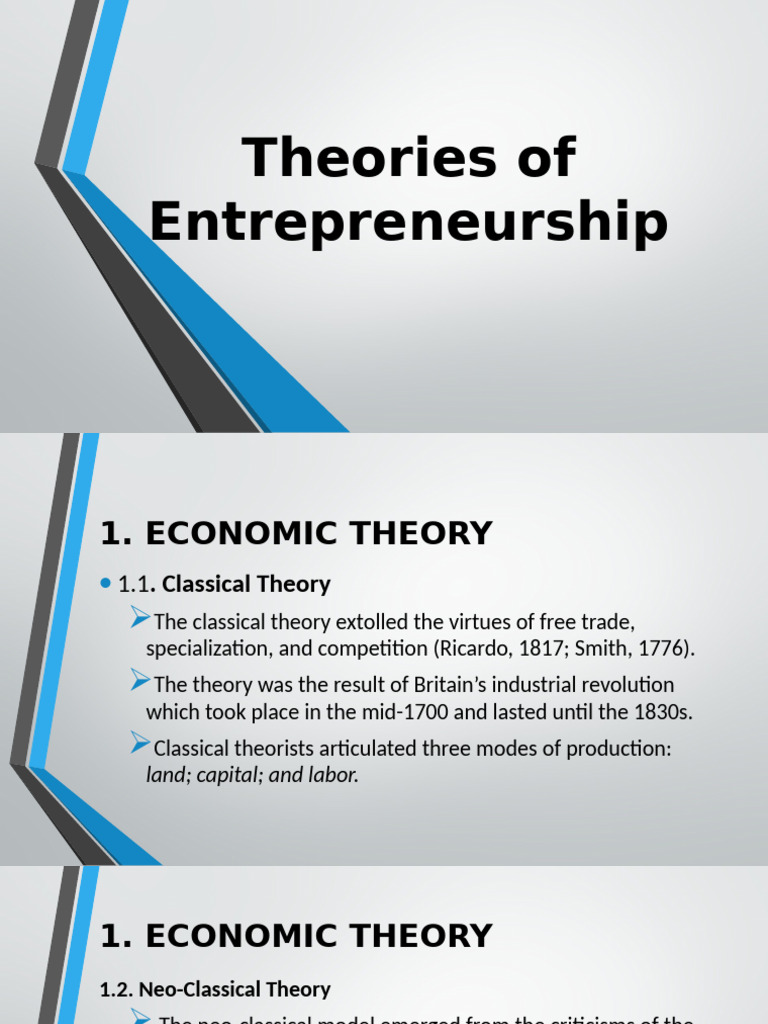 Theories of Entrepreneurship | PDF | Entrepreneurship | Economies